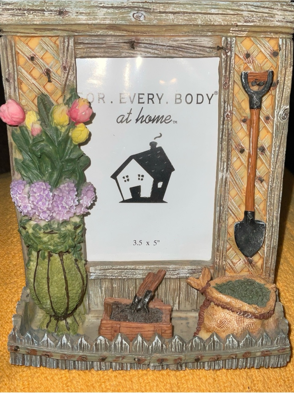 Rustic Garden Photo Frame with Pink, Yellow & Purple Flowers 3.5” x 5” picture